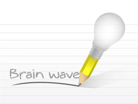 Brain wave written with a light bulb idea pencil Stock Illustration