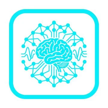 Brain waves aqua icon on white background for neuroscience and cognitive sc.. Stock Illustration