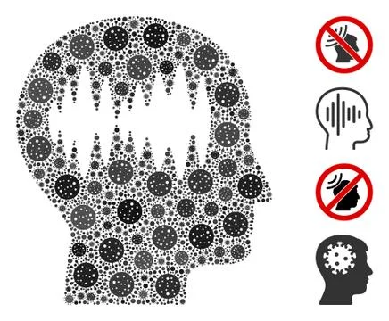 Brain Waves Collage of CoronaVirus Items 스톡 일러스트
