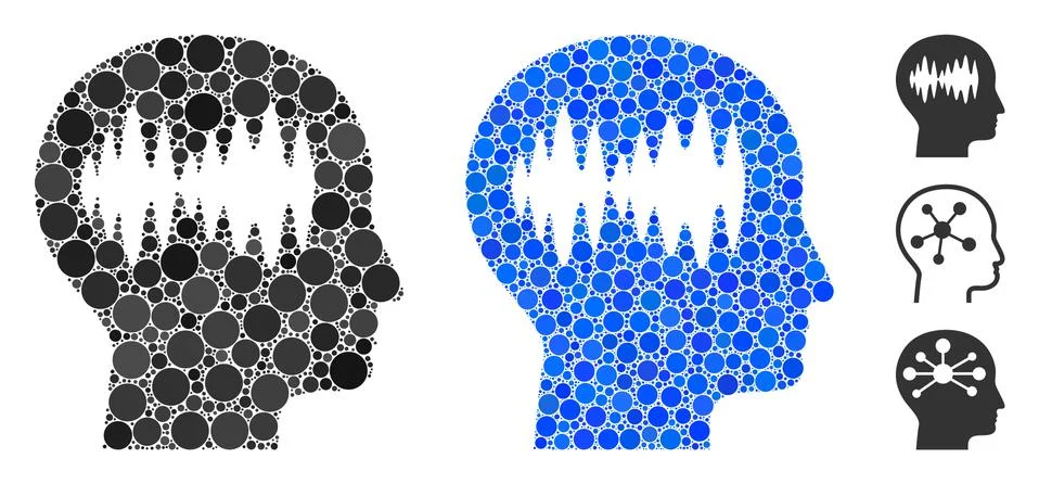 Brain Waves Composition Icon of Round Dots 스톡 일러스트
