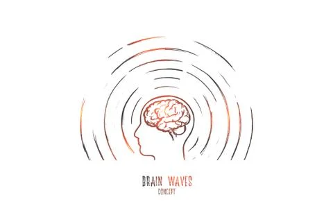 Brain waves concept. Hand drawn isolated vector. Stock Illustration