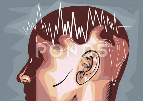 Brain waves eeg Stock Illustration