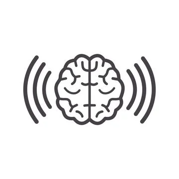 Brain waves icon. Simple line icon of a brain with waves representing brain.. 스톡 일러스트