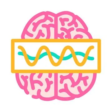 Brain waves study color icon vector illustration Stock Illustration