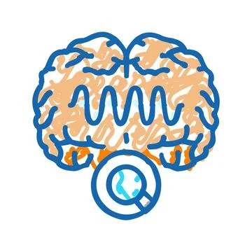 Brain waves study icon doodle illustration Stock Illustration