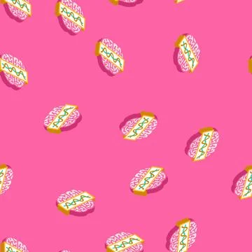 Brain waves study isometric icon seamless pattern Stock Illustration