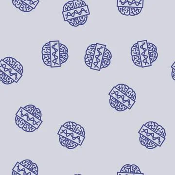 Brain waves study line vector seamless pattern Illustrazione stock