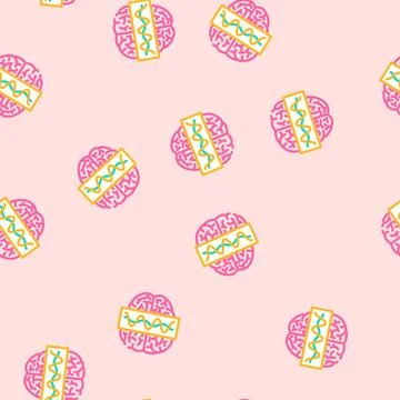 Brain waves study vector seamless pattern Stock Illustration