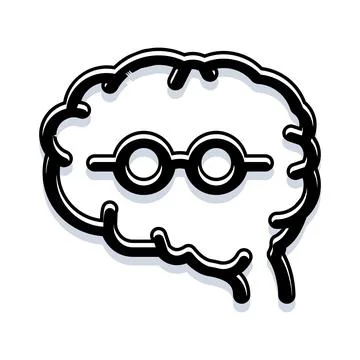 Brain wearing glasses representing intelligence and thinking process Stock Illustration