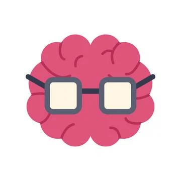 Brain wearing glasses representing intelligence and knowledge Stock Illustration