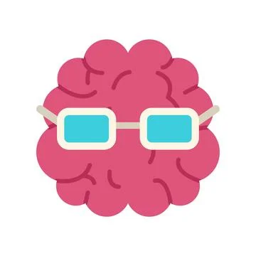 Brain wearing glasses representing intelligence and knowledge concept Stock Illustration