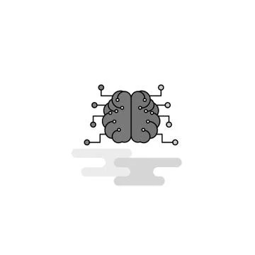 Brain Web Icon. Flat Line Filled Gray Icon Vector Stock Illustration