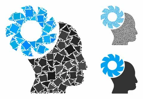 Brain wheel Composition Icon of Raggy Parts Stock Illustration