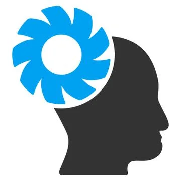 Brain Wheel Flat Vector Icon Stock Illustration