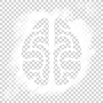 Brain on white scribble over black background Stock Illustration