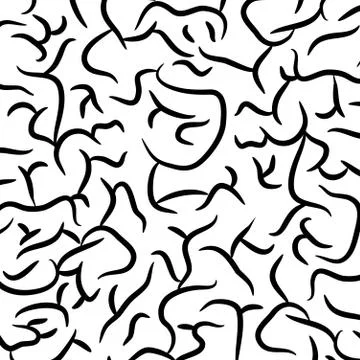 Brain white silhouette Stock Illustration