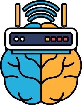A brain with a wifi router in the middle Illustrazione stock