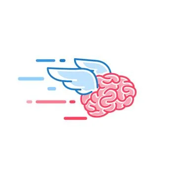 The brain with wings flies vector illustration. Brains of the dreamer Stock Illustration