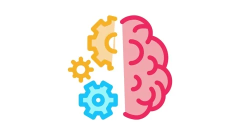 Brain work mechanical gears Icon Animation Stock Footage 145275772