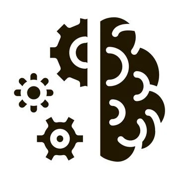 Brain work mechanical gears icon Vector Glyph Illustration Stock Illustration