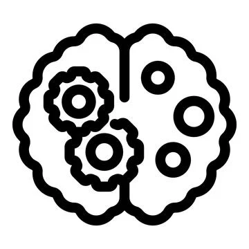 Brain working with gears turning representing thinking process 库存插图