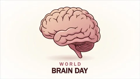 Brain world day 3d banner Video stock 338408745