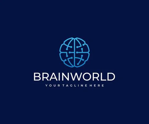 Brain World Logo Design. Circuits Vector Design Stock Illustration