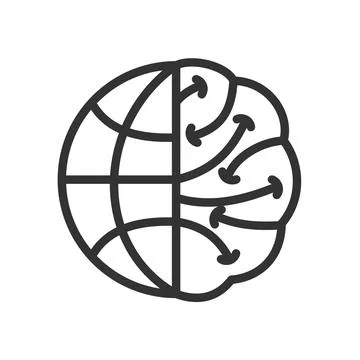 Brain world logo template Icon Illustration Brand Identity. Isolated and fl.. Stock-Illustration