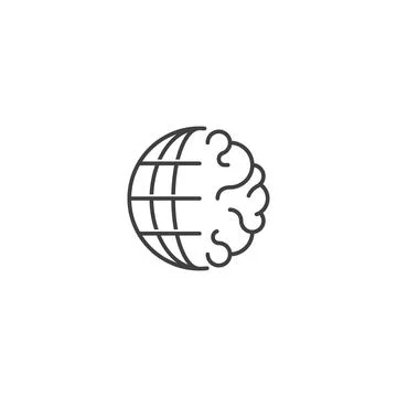 Brain world, smart world. Vector logo icon template Stock Illustration