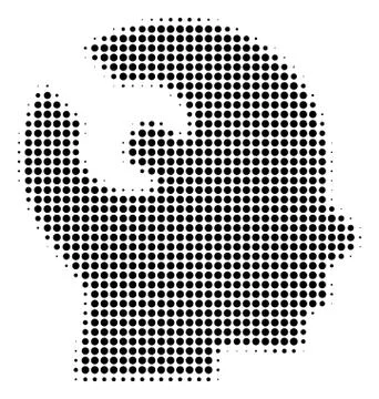 Brain Wrench Tool Halftone Icon Stock Illustration