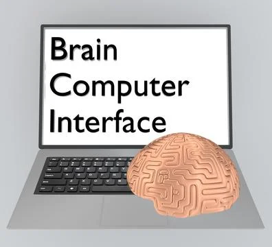 BrainComputer Interface concept Stock Illustration