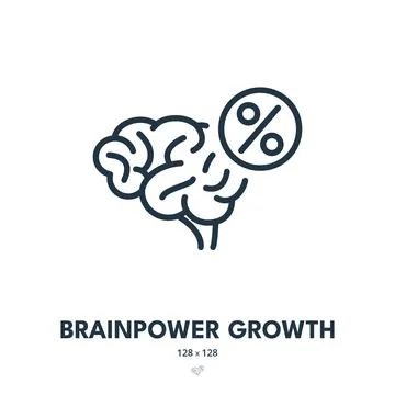 Brainpower Growth Icon. Intellect, Intelligence, Mind. Editable Stroke Stock Illustration