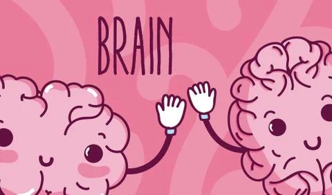 Brains cartoons in square frames Stock Illustration