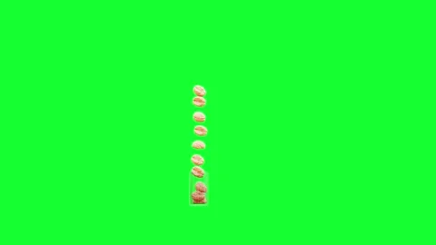 Brains fall into a glass. Realistic 4k animation green screen. 库存影片 301033408