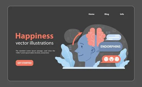Brain's joy journey. Flat vector illustration Stock Illustration