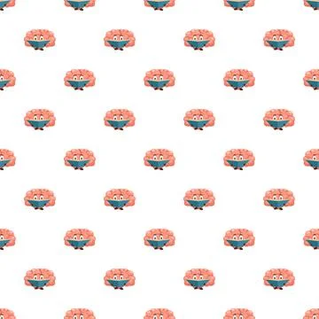 Brains reading books seamless pattern background イラスト素材
