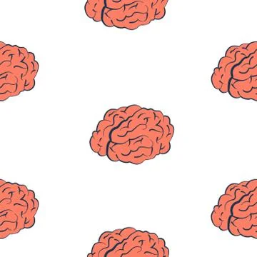Brains on white seamless pattern Stock Illustration