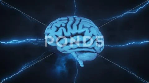 Brainstorm - blue brain in stormy sky Stock Illustration
