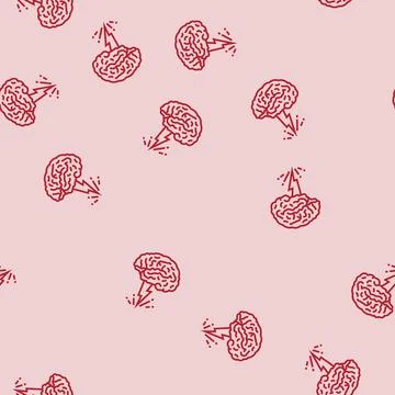 Brainstorm brain line seamless pattern Stock Illustration