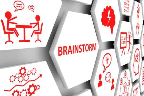 BRAINSTORM concept cell background 3d illustration Stock Illustration