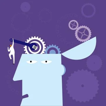 Brainstorm concept design. The background is purple. Stock Illustration