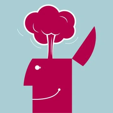 Brainstorm concept design, cloud of mushrooms in the brain . Stock Illustration