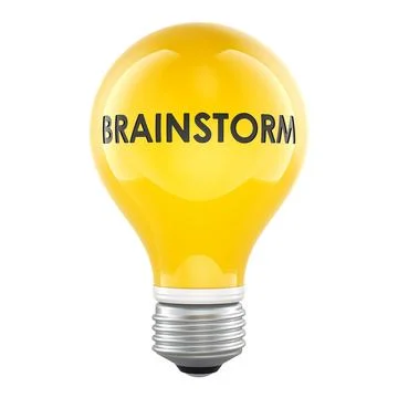 Brainstorm concept with yellow light bulb. 3D rendering 库存插图