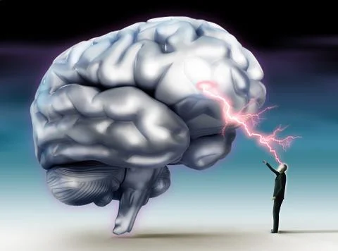 Brainstorm conceptual image with human brain Stock Illustration