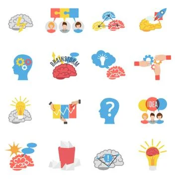Brainstorm Creative Flat Icons Set Stock Illustration