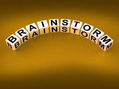 Brainstorm dice shows creative ideas and thoughts Illustrazione stock