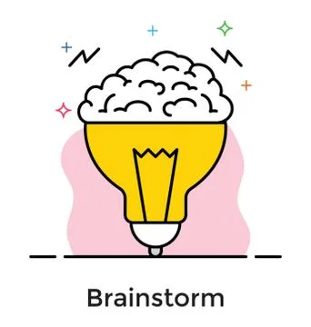 Brainstorm in flat design icon Stock Illustration