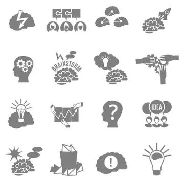 Brainstorm Flat Icons Set Stock Illustration