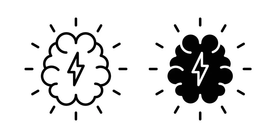 Brainstorm icon linear versions pack on white background Stock Illustration
