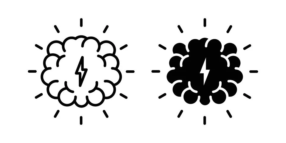 Brainstorm icon set modern line and solid style collection. Stock Illustration